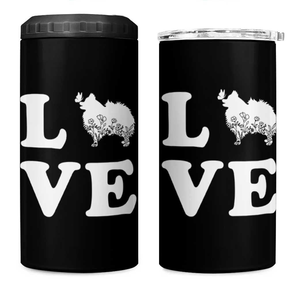 Love Pomeranian 4 in 1 Can Cooler Tumbler Cute Pom Dog Lover Gift