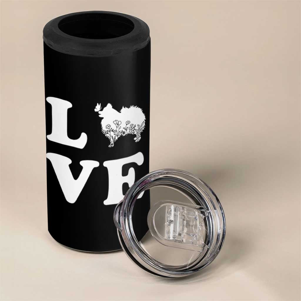 Love Pomeranian 4 in 1 Can Cooler Tumbler Cute Pom Dog Lover Gift