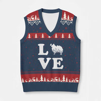 Love Pomeranian V-Neck Knit Sweater Vest Cute Pom Dog Lover Gift