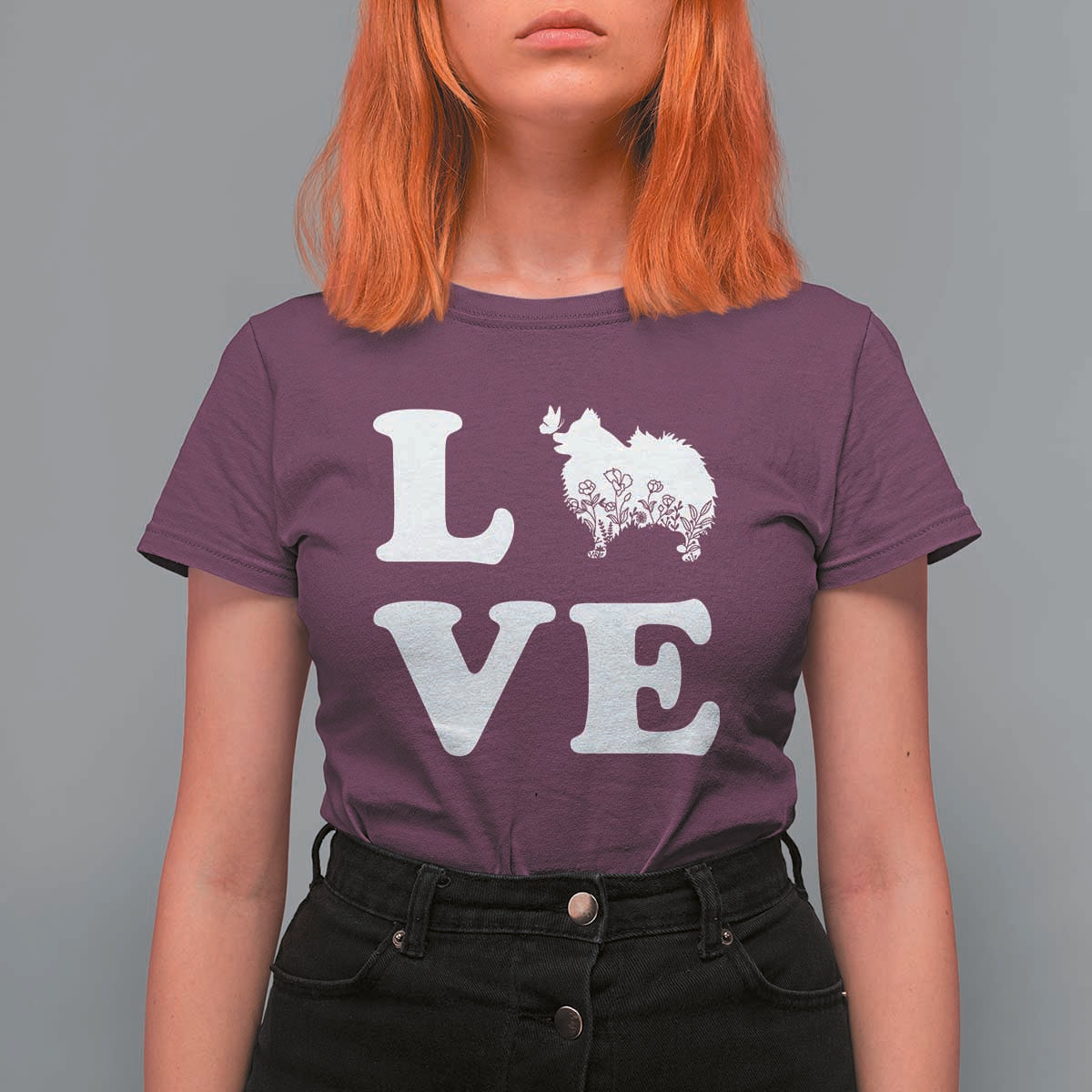 Love Pomeranian T Shirt For Women Cute Pom Dog Lover Gift