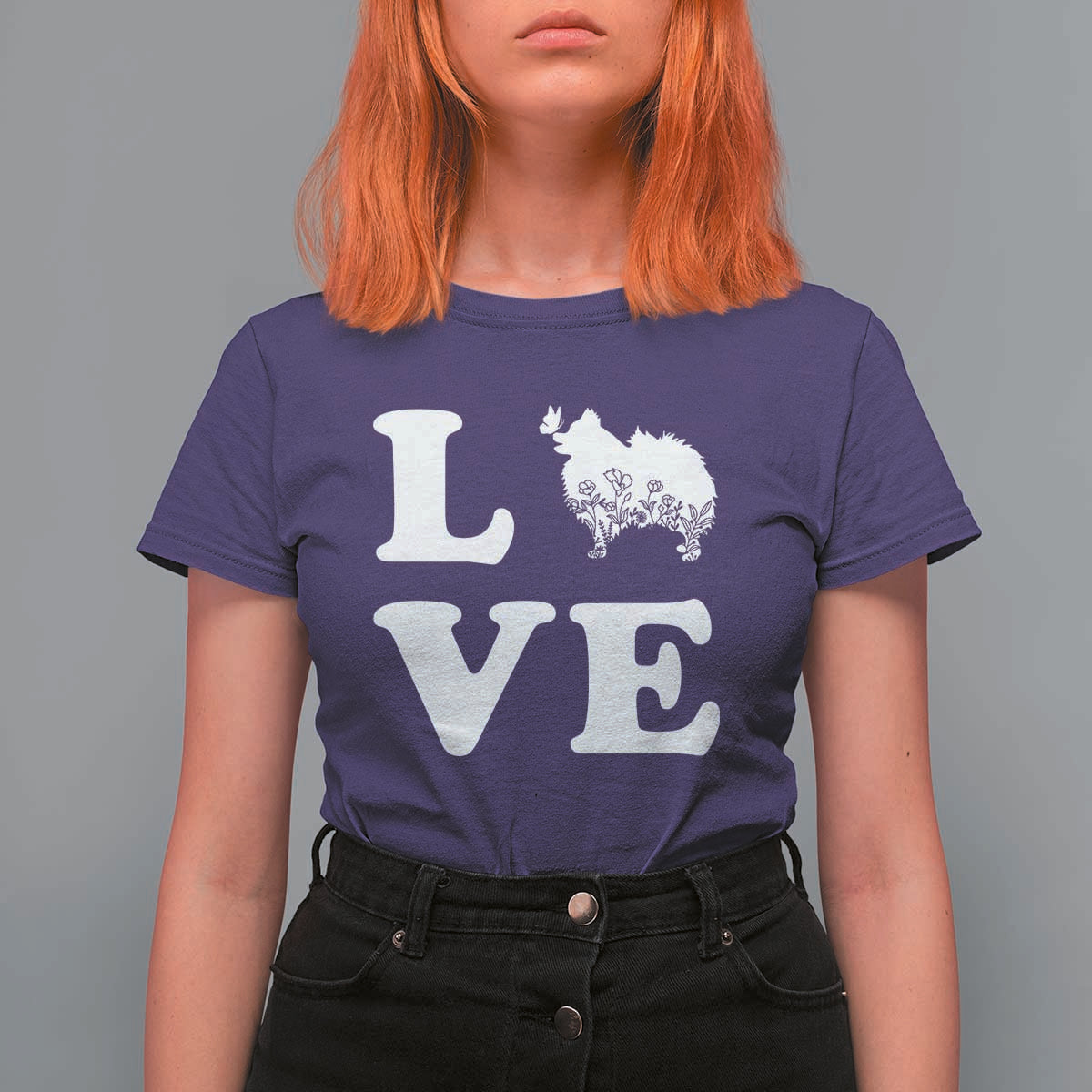 Love Pomeranian T Shirt For Women Cute Pom Dog Lover Gift