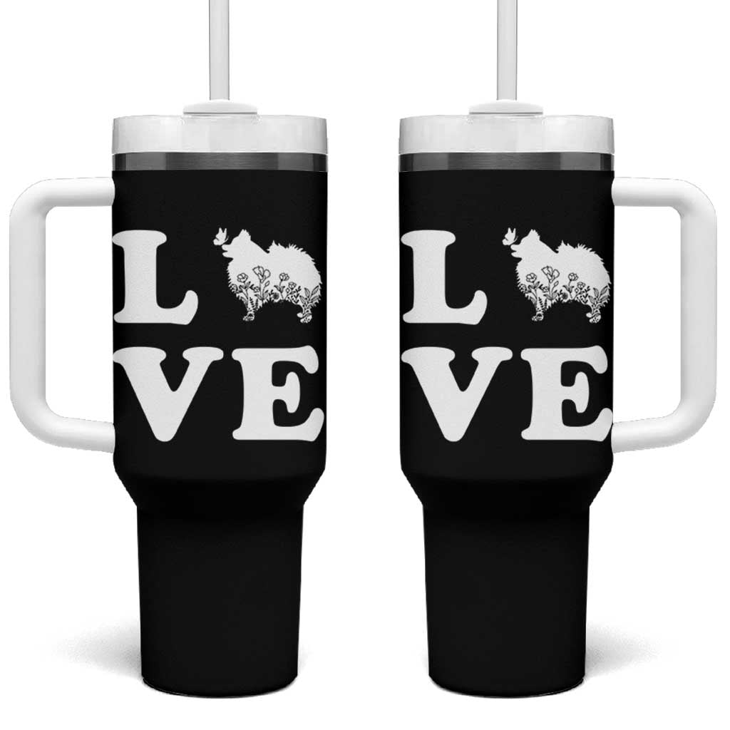 Love Pomeranian Tumbler With Handle Cute Pom Dog Lover Gift