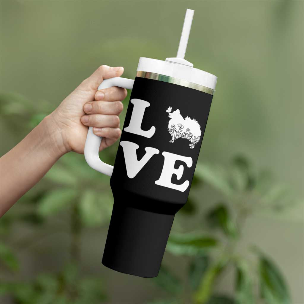 Love Pomeranian Tumbler With Handle Cute Pom Dog Lover Gift