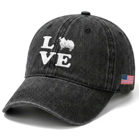 Love Pomeranian Washed Cotton Baseball Cap Cute Pom Dog Lover Gift