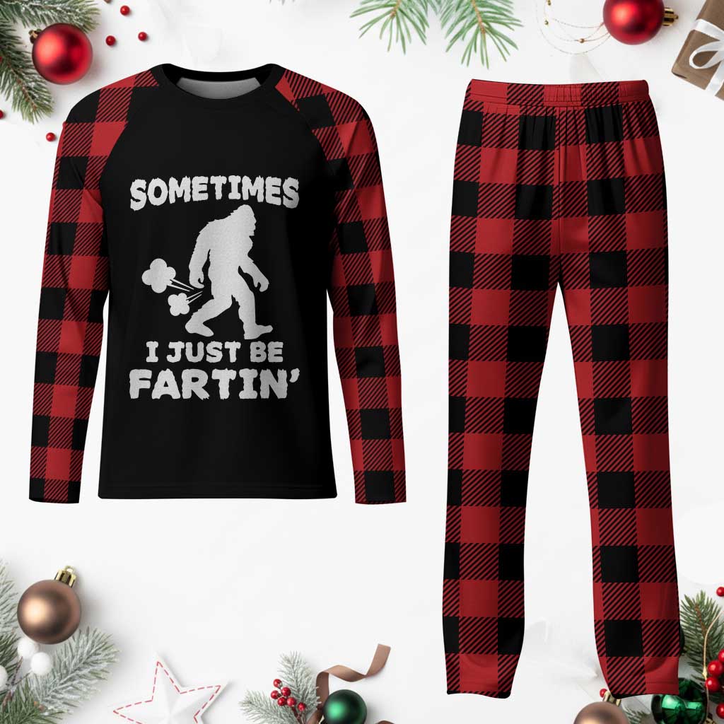 Bigfoot Bathroom Humor Plaid Pajama Set Sometimes I Just Be Fartin
