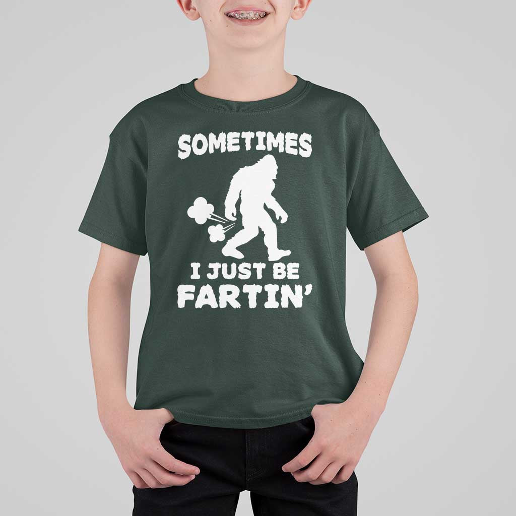 Bigfoot Bathroom Humor T Shirt For Kid Sometimes I Just Be Fartin
