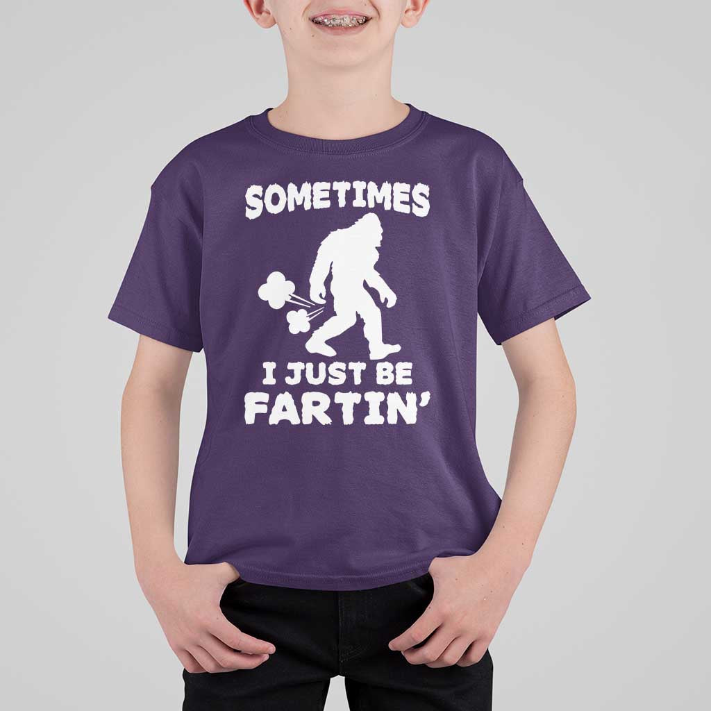 Bigfoot Bathroom Humor T Shirt For Kid Sometimes I Just Be Fartin