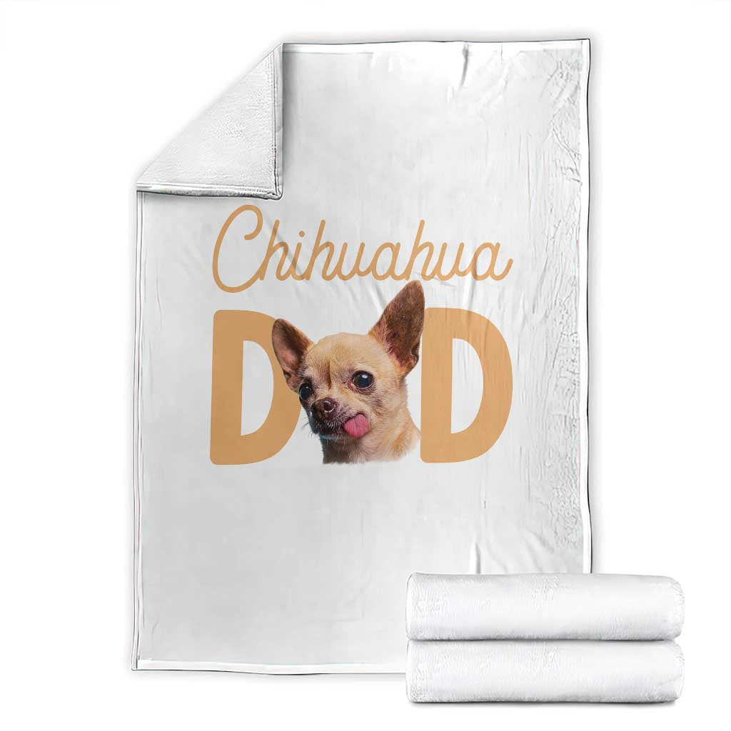 Proud Chihuahua Dad Throw Blanket Ankle Biter Dog Lover