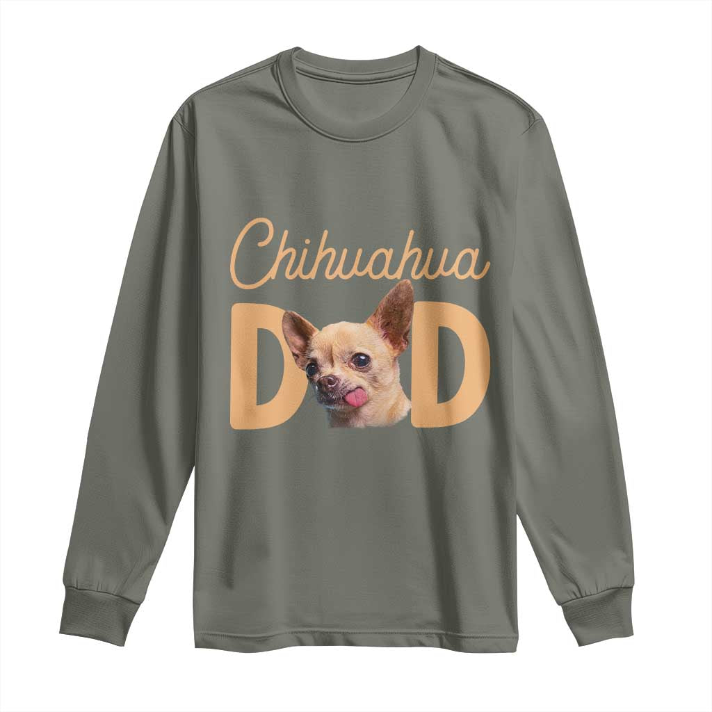 Proud Chihuahua Dad Long Sleeve Shirt Ankle Biter Dog Lover