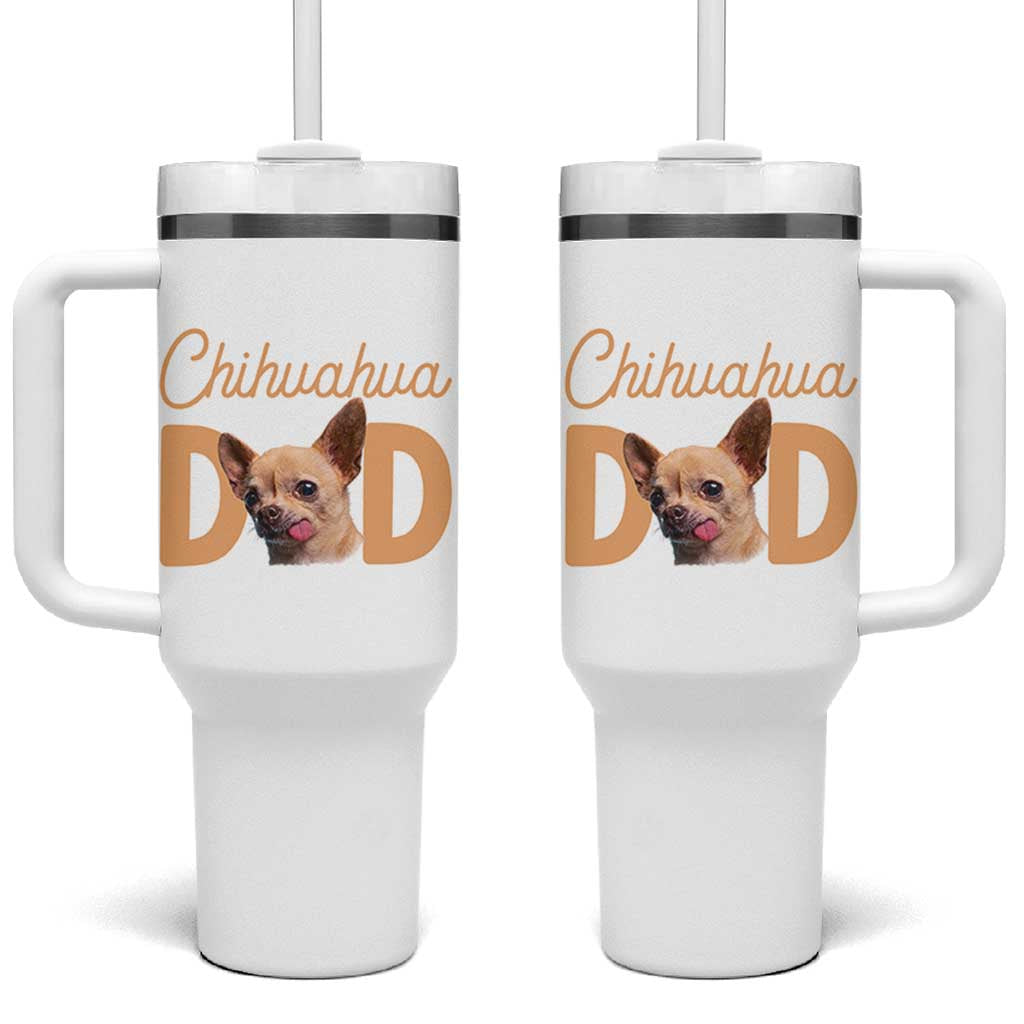 Proud Chihuahua Dad Tumbler With Handle Ankle Biter Dog Lover