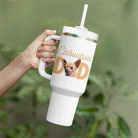 Proud Chihuahua Dad Tumbler With Handle Ankle Biter Dog Lover