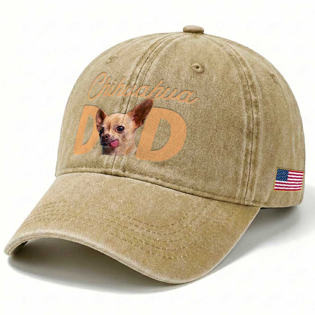 Proud Chihuahua Dad Washed Cotton Baseball Cap Ankle Biter Dog Lover