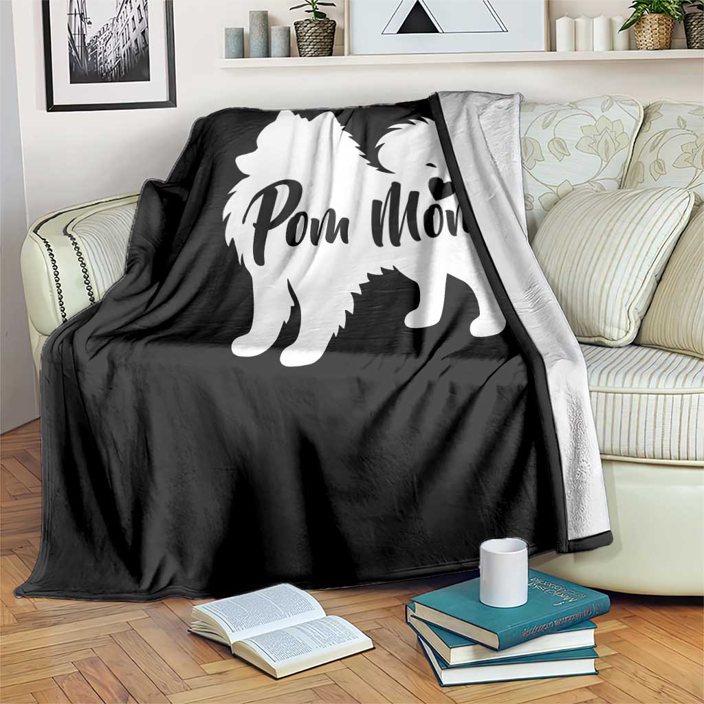 Proud Pom Mom Throw Blanket Pomeranian Dog Lover Gift