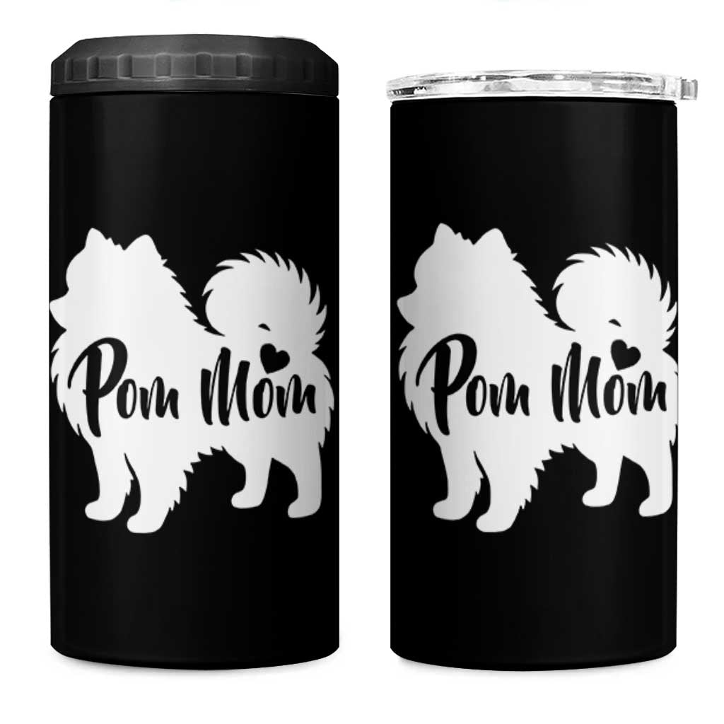 Proud Pom Mom 4 in 1 Can Cooler Tumbler Pomeranian Dog Lover Gift
