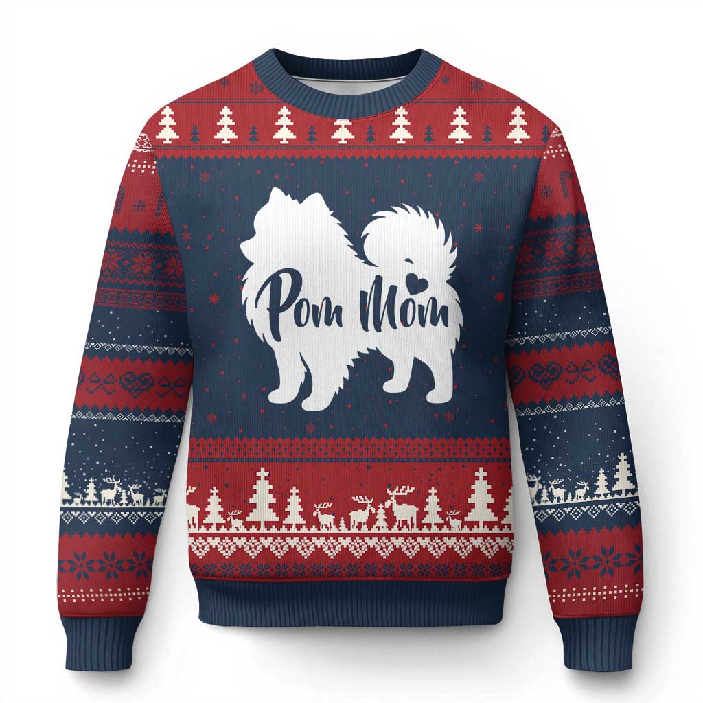 Proud Pom Mom Ugly Christmas Sweater Pomeranian Dog Lover Gift