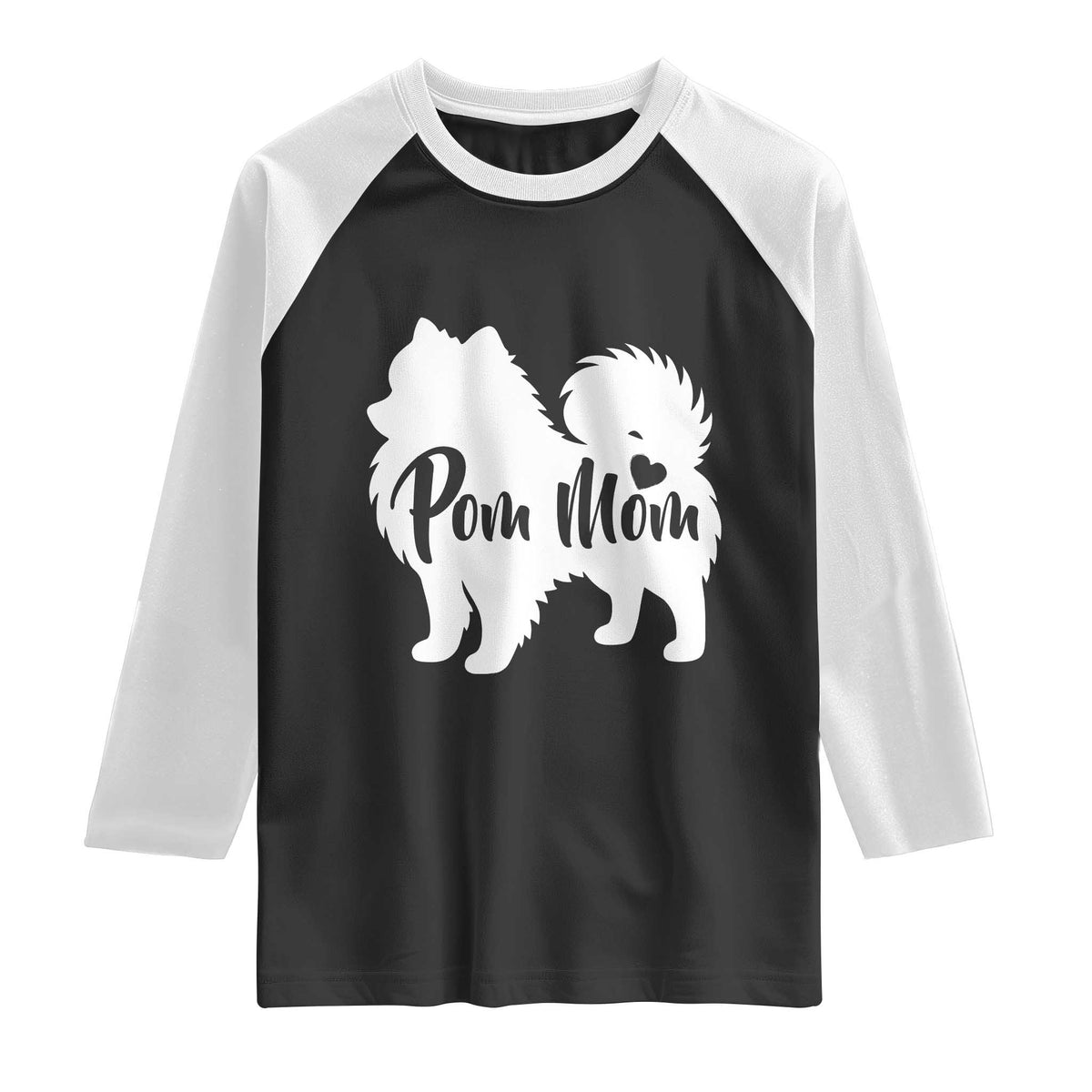 Proud Pom Mom Raglan Shirt Pomeranian Dog Lover Gift