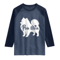 Proud Pom Mom Raglan Shirt Pomeranian Dog Lover Gift