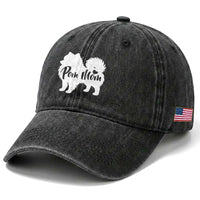 Proud Pom Mom Washed Cotton Baseball Cap Pomeranian Dog Lover Gift