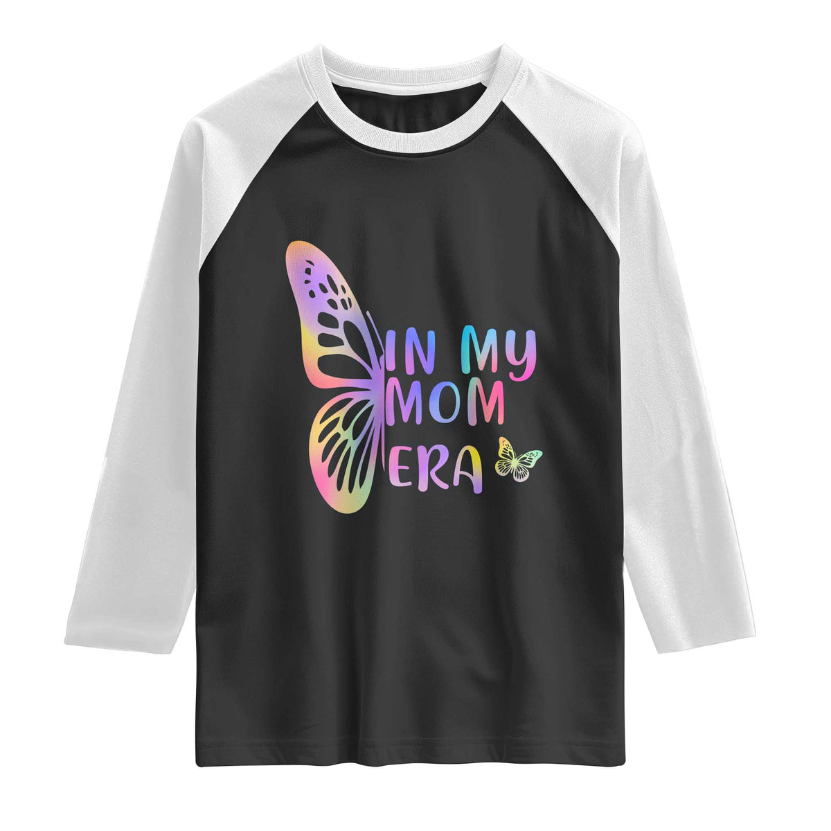 In My Mom Era Raglan Shirt Colorful Butterfly Mothers Day Gift