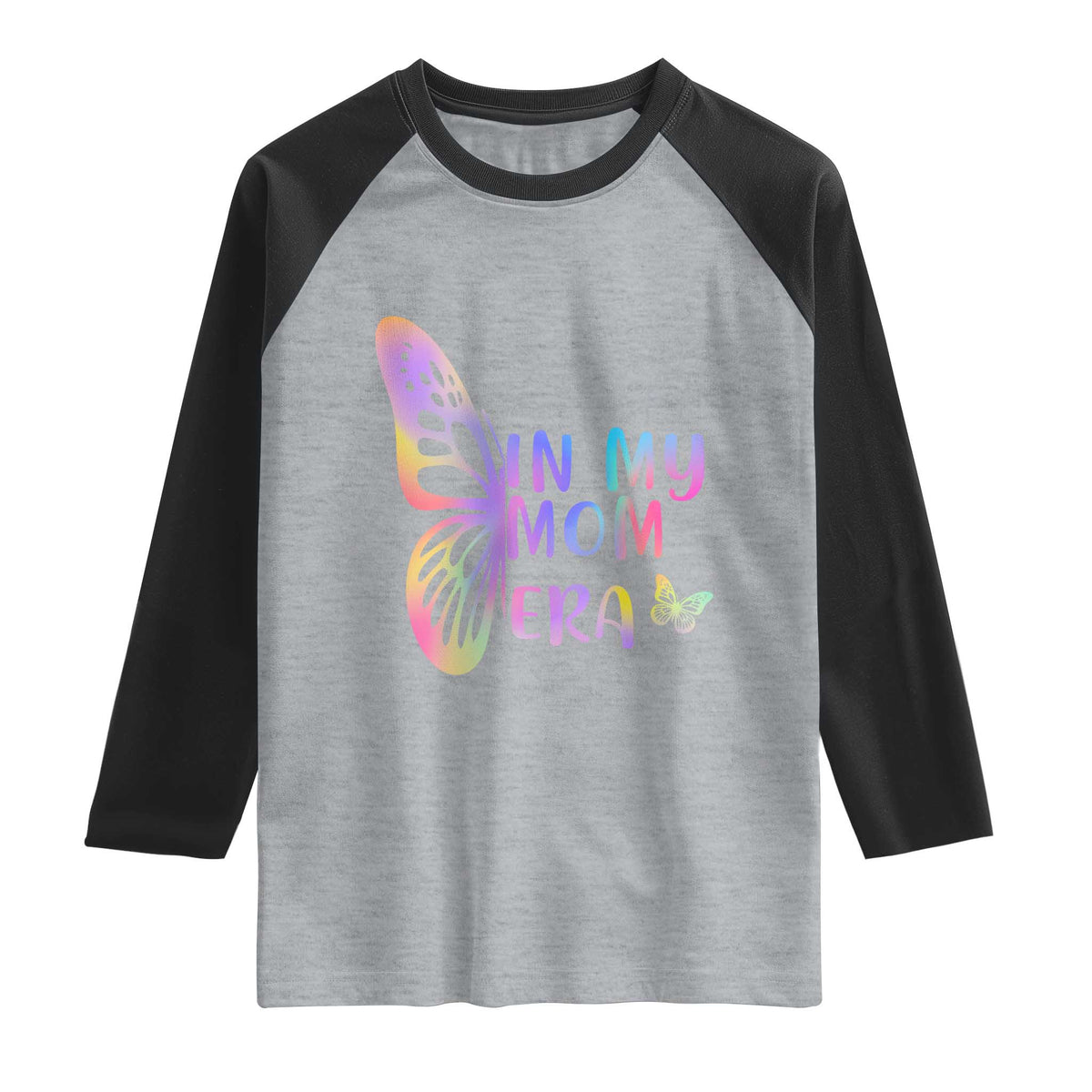 In My Mom Era Raglan Shirt Colorful Butterfly Mothers Day Gift