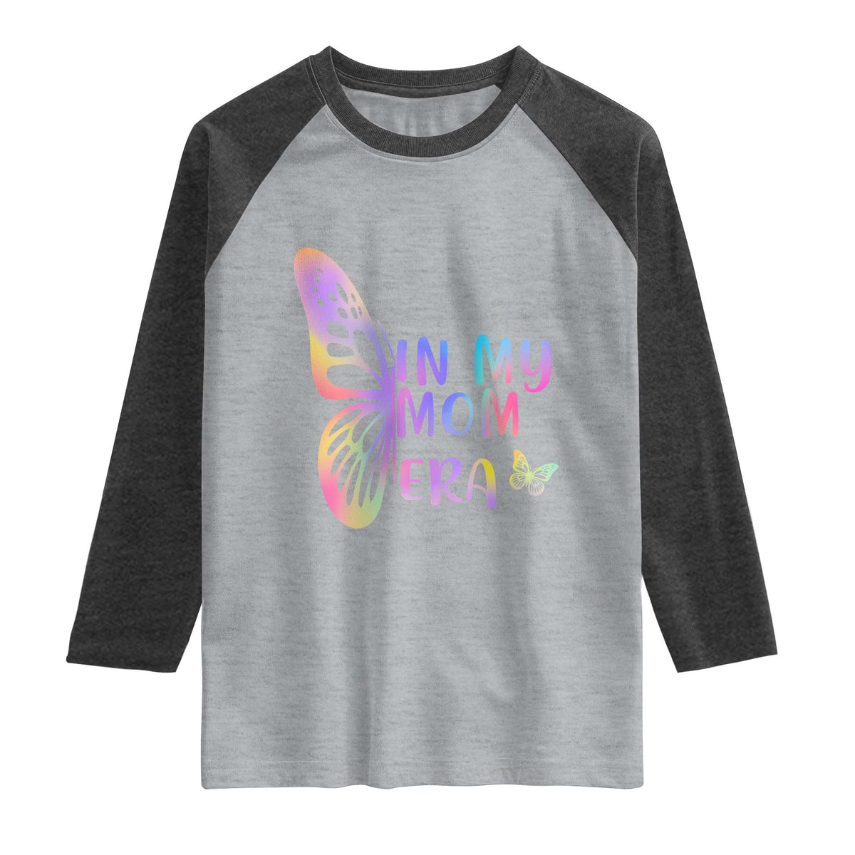 In My Mom Era Raglan Shirt Colorful Butterfly Mothers Day Gift