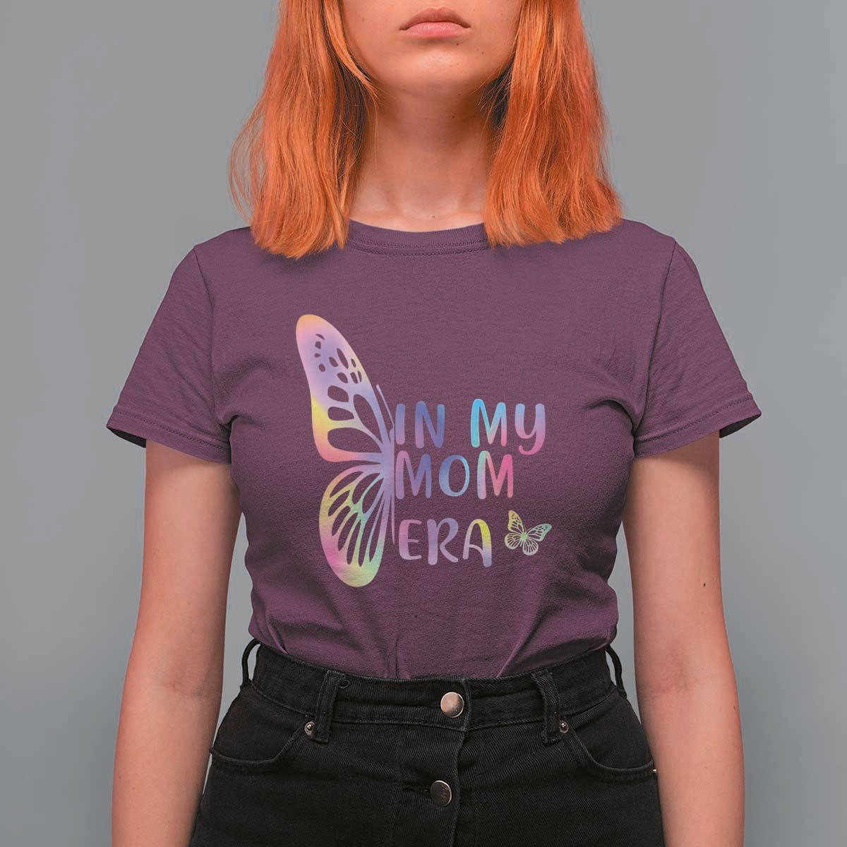 In My Mom Era T Shirt For Women Colorful Butterfly Mothers Day Gift