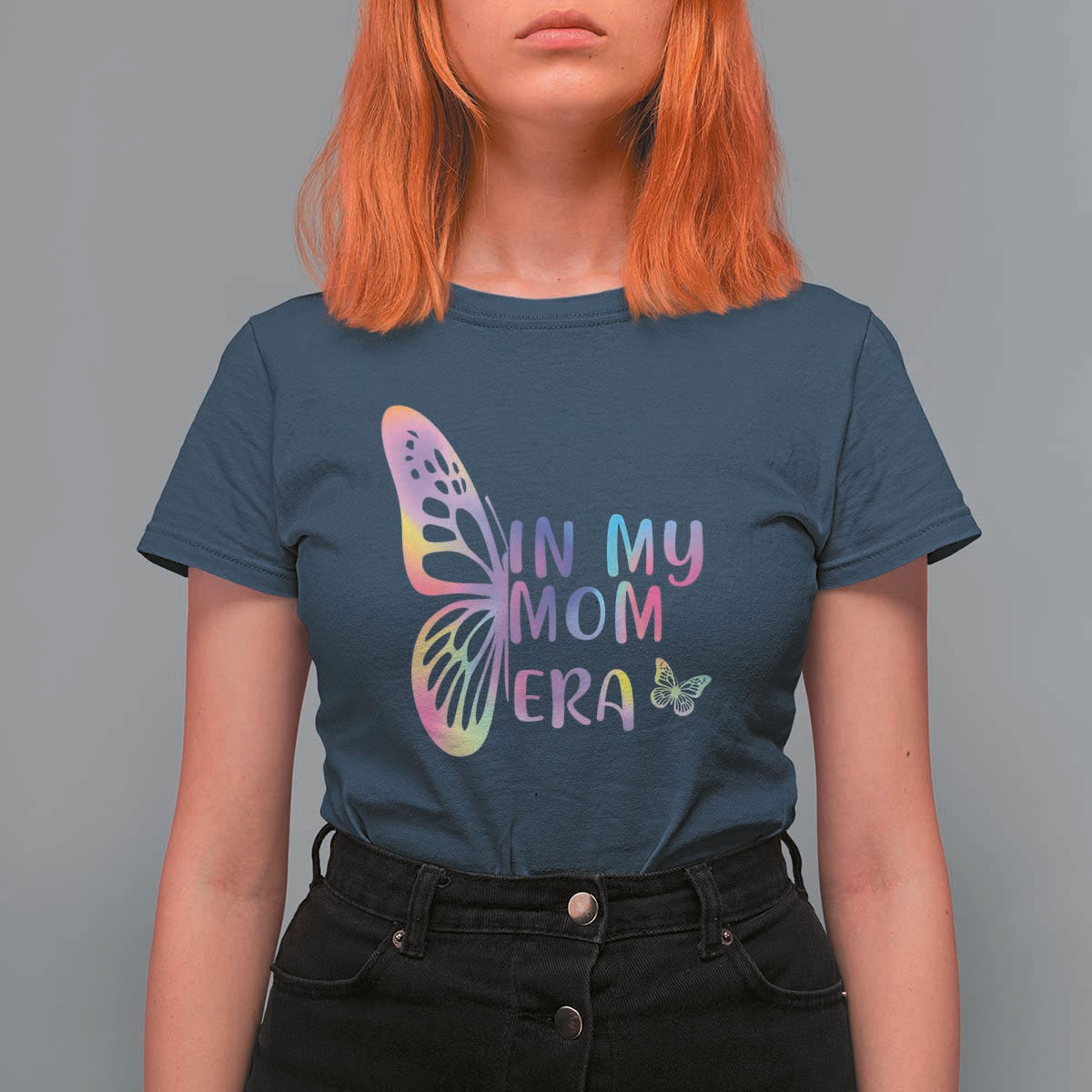 In My Mom Era T Shirt For Women Colorful Butterfly Mothers Day Gift
