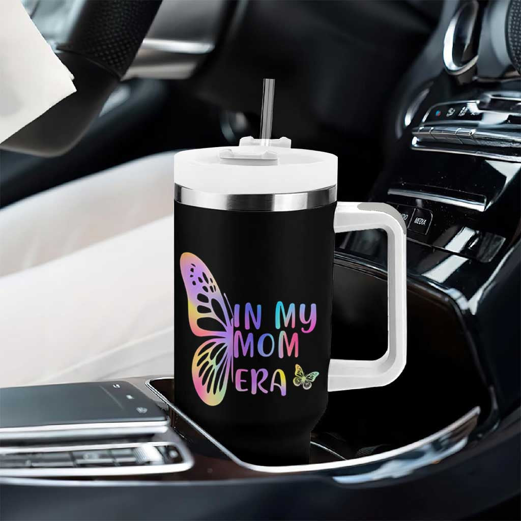 In My Mom Era Tumbler With Handle Colorful Butterfly Mothers Day Gift