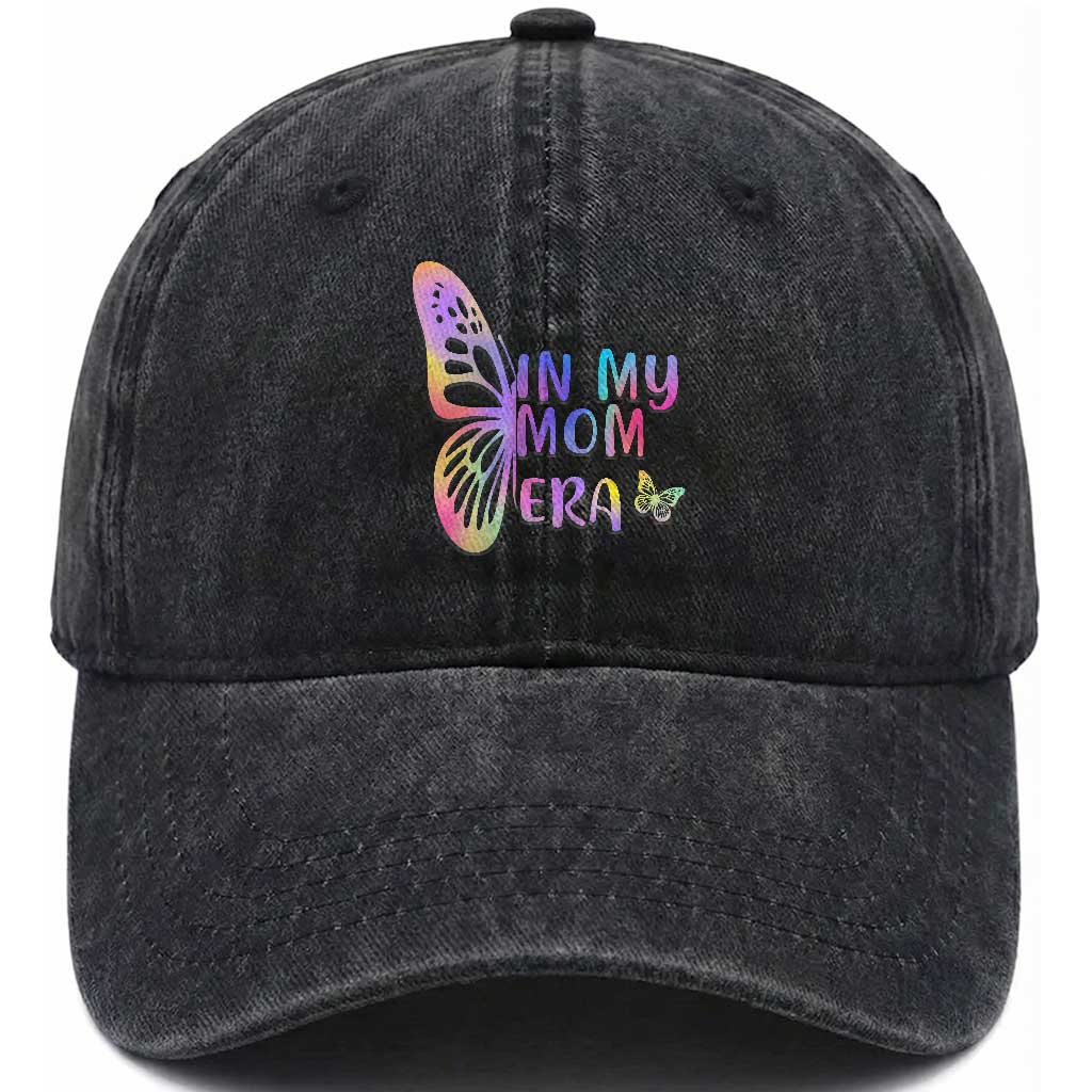 In My Mom Era Washed Cotton Baseball Cap Colorful Butterfly Mothers Day Gift