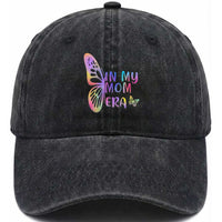 In My Mom Era Washed Cotton Baseball Cap Colorful Butterfly Mothers Day Gift