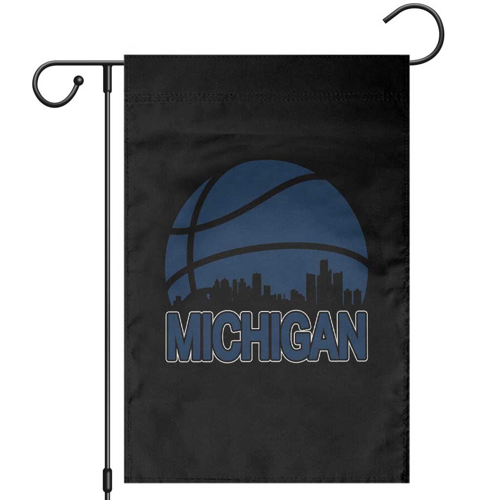Vintage Urban Michigan Skyline Garden Flag Gift For Basketball Fan