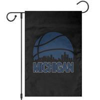 Vintage Urban Michigan Skyline Garden Flag Gift For Basketball Fan