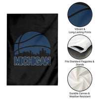 Vintage Urban Michigan Skyline Garden Flag Gift For Basketball Fan