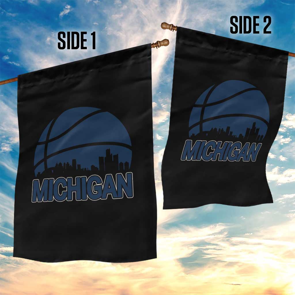 Vintage Urban Michigan Skyline Garden Flag Gift For Basketball Fan