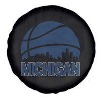 Vintage Urban Michigan Skyline Spare Tire Cover Gift For Basketball Fan