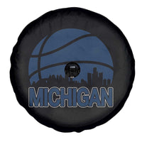 Vintage Urban Michigan Skyline Spare Tire Cover Gift For Basketball Fan