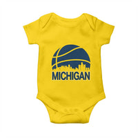 Vintage Urban Michigan Skyline Baby Onesie Gift For Basketball Fan