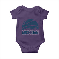 Vintage Urban Michigan Skyline Baby Onesie Gift For Basketball Fan