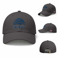 Vintage Urban Michigan Skyline Baseball Cap Gift For Basketball Fan