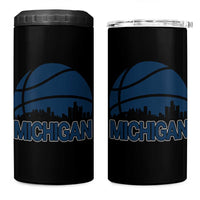 Vintage Urban Michigan Skyline 4 in 1 Can Cooler Tumbler Gift For Basketball Fan
