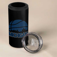 Vintage Urban Michigan Skyline 4 in 1 Can Cooler Tumbler Gift For Basketball Fan