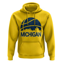 Vintage Urban Michigan Skyline Hoodie Gift For Basketball Fan