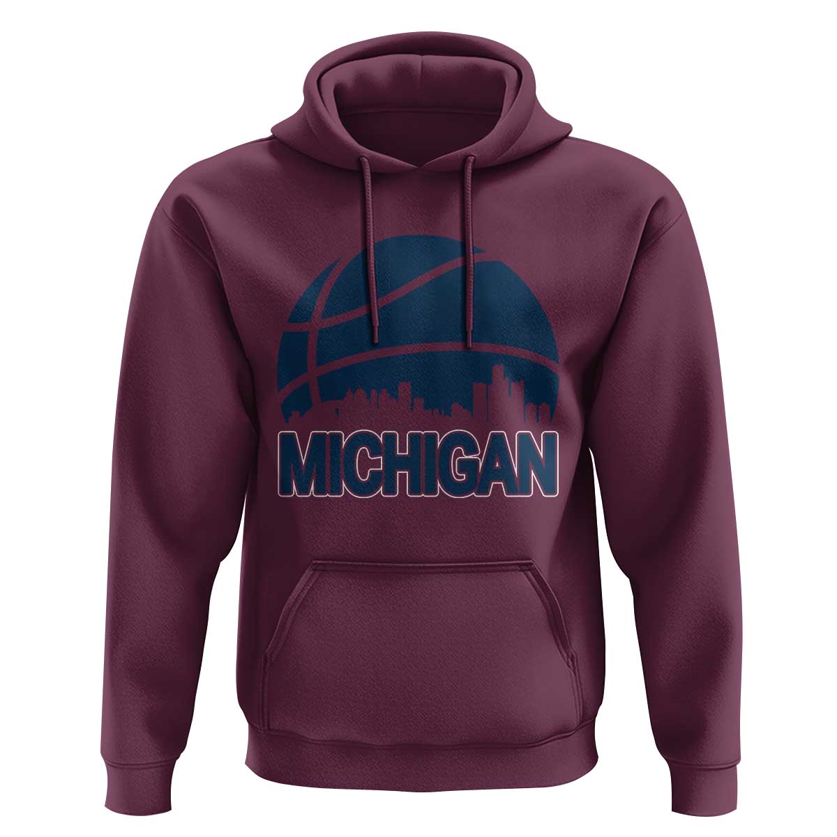 Vintage Urban Michigan Skyline Hoodie Gift For Basketball Fan