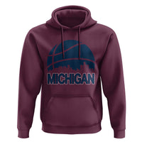 Vintage Urban Michigan Skyline Hoodie Gift For Basketball Fan
