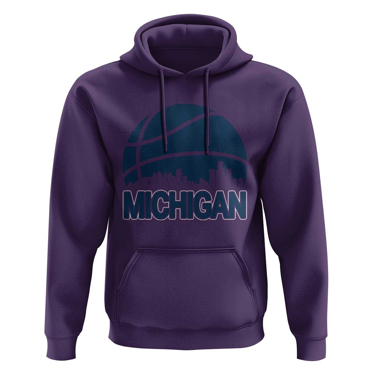 Vintage Urban Michigan Skyline Hoodie Gift For Basketball Fan