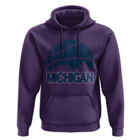 Vintage Urban Michigan Skyline Hoodie Gift For Basketball Fan