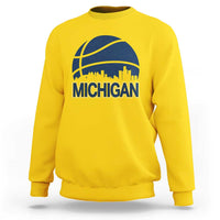 Vintage Urban Michigan Skyline Sweatshirt Gift For Basketball Fan