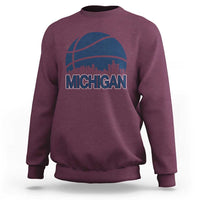 Vintage Urban Michigan Skyline Sweatshirt Gift For Basketball Fan