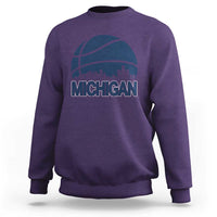 Vintage Urban Michigan Skyline Sweatshirt Gift For Basketball Fan