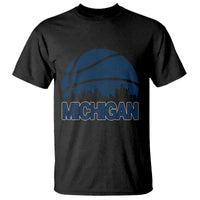 Vintage Urban Michigan Skyline T Shirt Gift For Basketball Fan